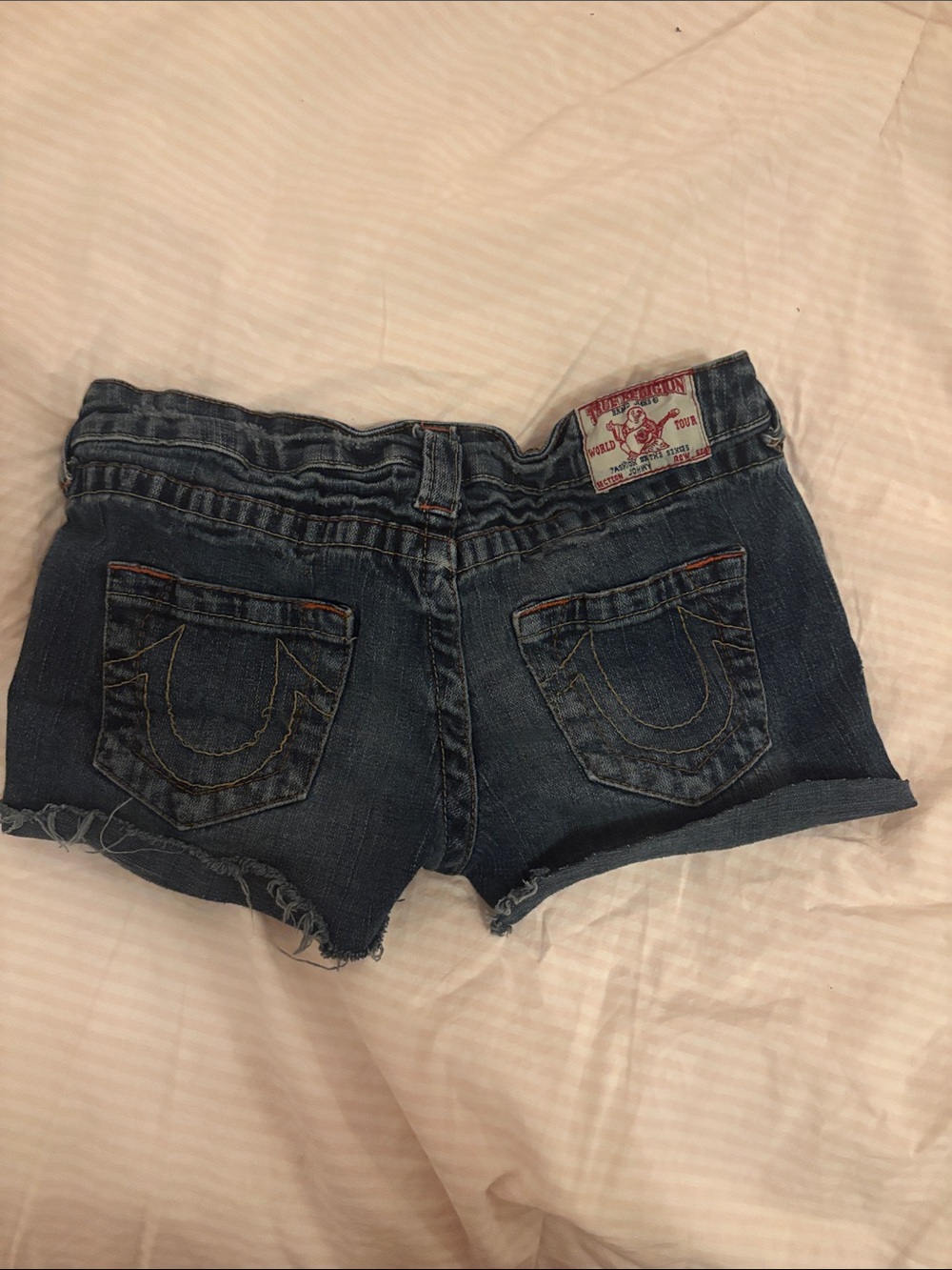 True Religion Women's Dark Blue Denim Cutoff Shorts